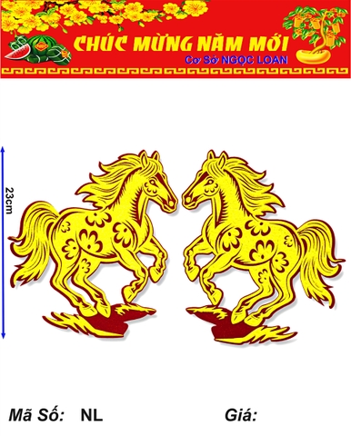 Decal nhung dán kính song mã 22*23cm _2c/b (NL073) (2551073) (HÀNG MỚI 2025)