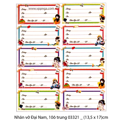 Nhãn vở Đại Nam, 10ô trung 03321