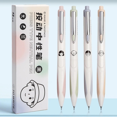 Bút Gel Bấm Tacotaco ngòi 0.5mm 9101, Mực Đen (Màu Ngẫu Nhiên) (1 Cây)