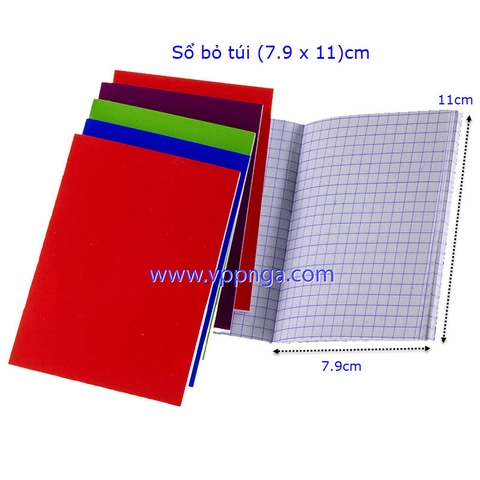 Sổ bìa màu bỏ túi, kiểu dọc (7.9x11)cm, 56 trang (10 cuốn/lốc)