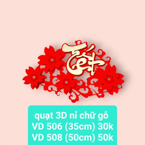 Quạt hoa 3D 35cm chữ tết (VD506) (2561506) (HÀNG NEW 2025)