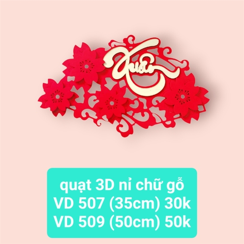 Quạt hoa 3D 35cm chữ xuân (VD507) (2561507) (HÀNG NEW 2025)