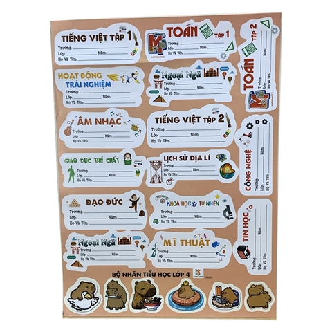 Nhãn vở Bộ Môn (75 tem/xấp) lớp 4