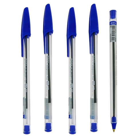 Viết bi nắp Beifa AA201 (Viết Giấy Dầu), mực xanh, nét 1.0mm
