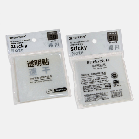 Giấy Note ghi chú trong suốt (76x76mm) TQZ-94022 (50 tờ/xấp)