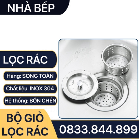 Bộ Giỏ Lọc Rác Inox, Giỏ Lọc Bồn Chén Inox 304 Loại Ngắn Dài