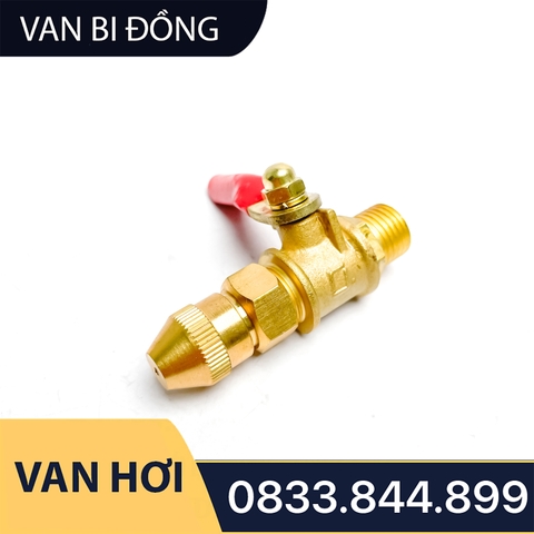 Bộ KIT Van Hơi Khóa Bi Hai Ren Ngoài 1/4 (13) + Béc Phun Sương Công Nghiệp - Bằng Đồng Thau