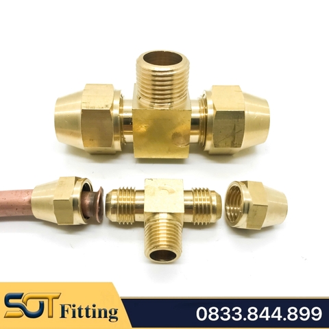 Bộ Tê Ren Ngoài Côn Lồi Lắp Lã Ống Đồng SAE (Brass Flare Fitting Elbow Connector NPT)