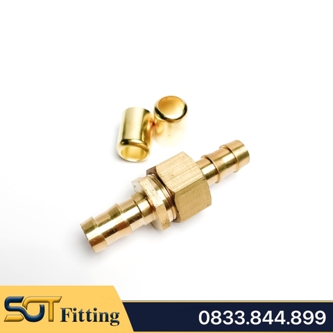 Nối Ống Đực Cái Ren Kèm Đầu Bấm Áo Inox Dây Áp Lực Cao - Đồng Thau