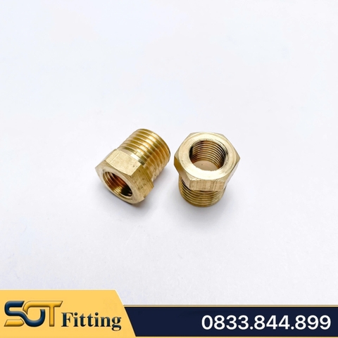 Cà Rá 13 x 9.6 - Nối Giảm Ren Ngoài DN8 x Ren Trong DN6 - Đồng Thau
