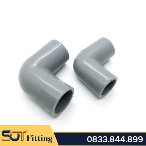 Co 90 Độ Nhựa PVC Trơn Dán 21 27 34 - Thương Hiệu Nhựa Bình Minh