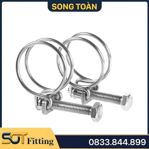 Cổ Dê Hai Dây Sắt Mạ, Quai Nhê Đai Siết Ống Mềm 2 Dây - Sắt Mạ Xi