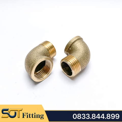 Co Điếu Đúc Khuôn, Cong 90 Độ Ren Trong Ren Ngoài 21 27 34 - Đồng Thau