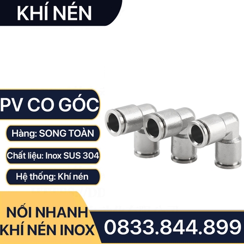 IPV Co Nối Nhanh Cắm Ống Inox, Nối Co 90 Độ Hai Đầu Cắm Ống IPV Inox 304