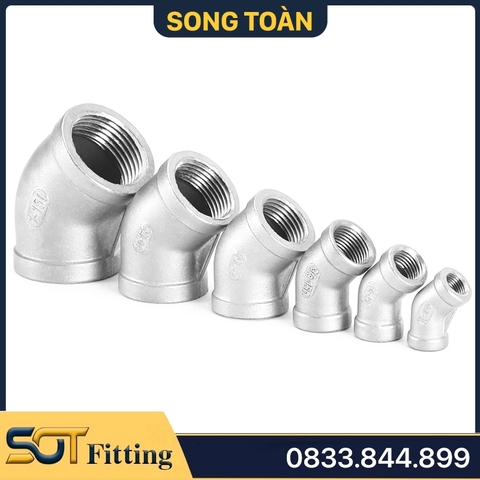 Co Lơ 45 Độ / Cong Ren Trong Inox 304 Dùng Cho Hệ Thống Ống Nước Và Khí