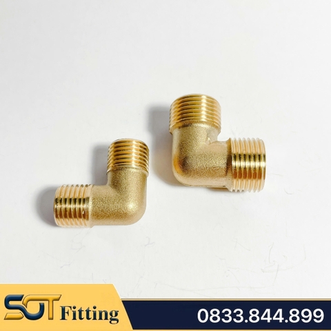 Co Ren Ngoài 2 Đầu, Cút Đồng Ren Góc 90 Độ Bằng Đồng Thau H58 Chuẩn Ren BSP