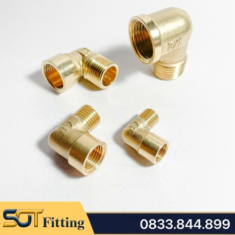 Co Ren Trong Ren Ngoài, Cút Góc 90 Độ Bằng Đồng Thau H58 Cong Điếu Chuẩn Ren BSP