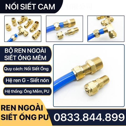 Đầu Nối Thẳng Ống Mềm, Nối Thẳng Ren Ngoài Siết Ống Mềm - Đồng Thau