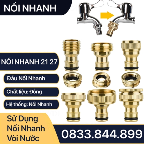 Đầu Nối Nhanh Đồng Thau, Nối Nhanh Ren Trong Ren Ngoài 21 27 Đồng Thau Nối Nhanh Đuôi 16