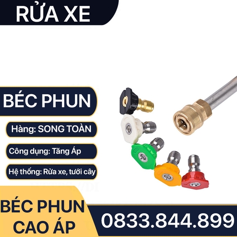Béc Phun Project Rửa Xe, Đầu Phun Rửa Xe Cao Áp Inox Nối Nhanh