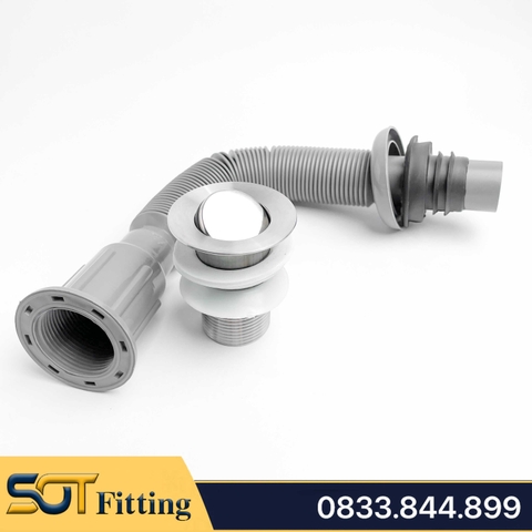 Dây Xả Chậu Rửa Lavabo Nhựa, Ống Rút Ruột Gà Thoát Nước Inox Dạng Nhấn Hoặc Lật