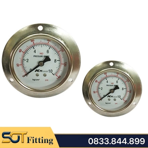 Đồng Hồ Hơi Áp Suất Chân Sau Ren PT 1/4 (13) - Mặt Khô Đường Kính 63mm
