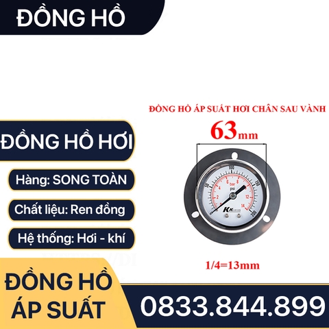 Đồng Hồ Hơi Áp Suất Mặt 63mm Chân Sau Ren 1/4 (13)