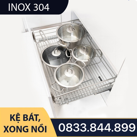 Giá Xoong Nồi Nan Dẹt Gắn Cánh 3 Mặt SUS 304 Mờ - Thương Hiệu Tủ Bếp Camryn