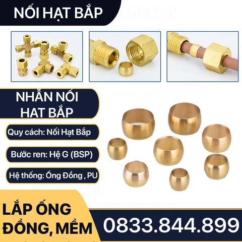 Hạt Bắp Nối Ống, Nhẫn Nối Ống Đồng 6 8 10 12 Lắp Ống Đồng, PU