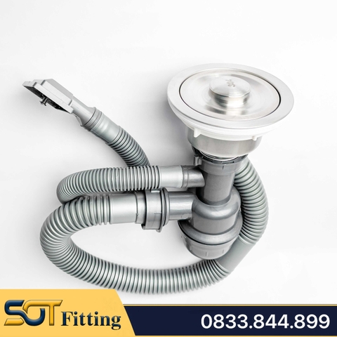 Hộc Đơn Xả Chậu Rửa Chén Bát Có Xả Chống Tràn Kèm Nắp Đậy và Rổ Đựng Rác