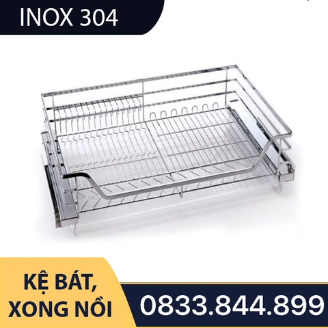 Kệ Bát Đĩa, Xoong Nồi Nan Dẹt SUS 304 Ray Âm Giảm Chấn - Thương Hiệu Tủ Bếp Camryn
