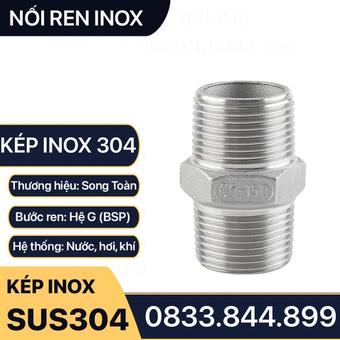 Kép Ren Inox 304 / Man Nối Hai Ren Ngoài SUS Bao Test - Có COCQ