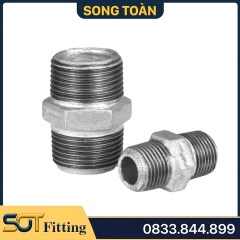 Kép Ren Mạ Kẽm - Hai Đầu Ren Ngoài Sắt Mạ Kẽm