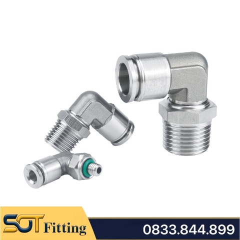Khớp Nối L Đồng Mạ Niken Góc Cạnh PL/HCRL - Đầu Nối Nhanh Khí Nén, Chống Rò Rỉ, Chịu Áp Lực Cao