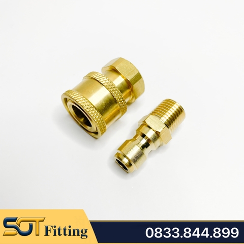 Khớp Nối Nước Ren Trong Ngoài 17 (3/8) - Trục Bi Tháo Lắp Nhanh Cho Máy Rửa Xe