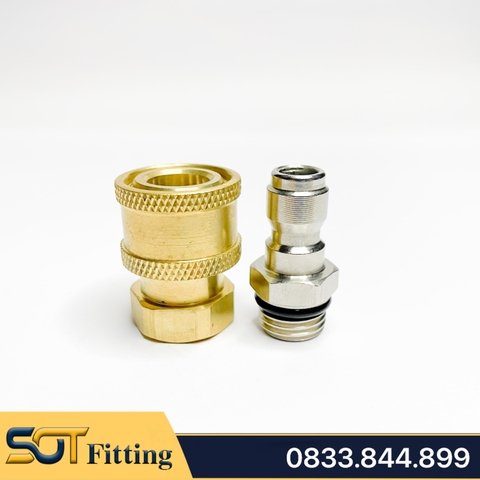 Khớp Nối Nước Ren Trong Ngoài 13.8 - Trục Bi Tháo Lắp Nhanh Cho Máy Rửa Xe