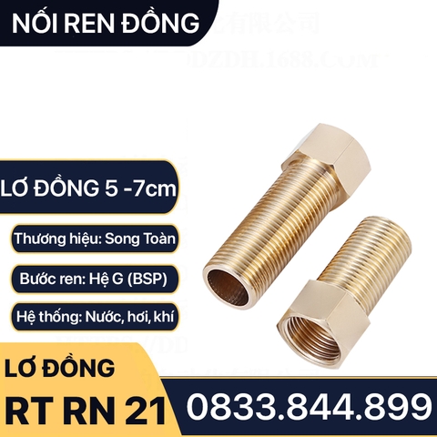 Lơ Đồng 21, Nối Ren Trong Ren Ngoài Đồng Thau Dài 50 & 70 mm