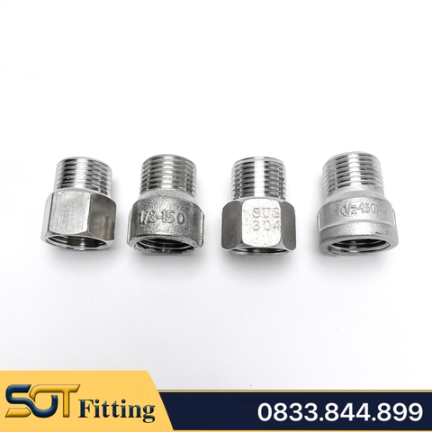 Lơ DN15 - 1/2 - 21 Ren Trong Ren Ngoài / Cả Rá Ngược, Sơ Mi - Hợp Kim & Inox