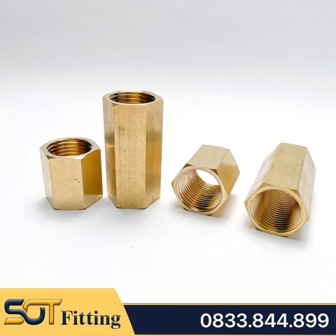 Măng Sông 1/2 (21) Dài 5cm Hai Ren Trong Ren BSP - Bằng Đồng Thau