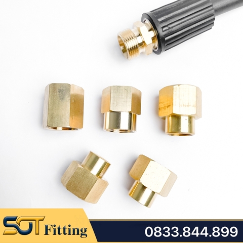 Măng Sông Ren Trong 22 x 13, 13.8, 14, 17, 21 - Đồng Thau Dùng Cho Nối Ống Dây Máy Rửa Xe