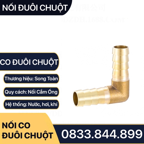 Co / Cong 90 Độ 2 Đầu Đuôi Chuột Nối Lòng Trong Ống - Đồng Thau