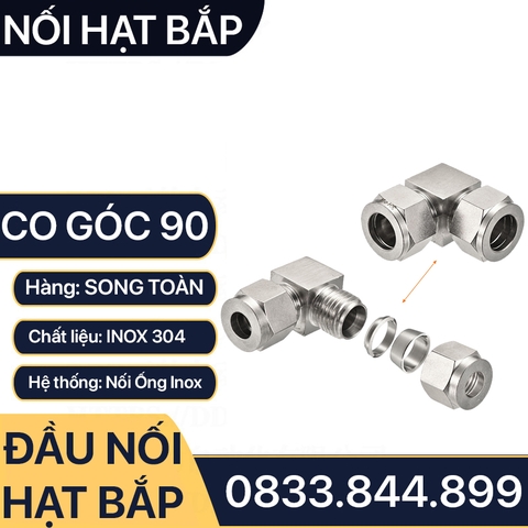 Nối Co Hạt Bắp Inox 304, Bộ Co Hai Đầu Hạt Bắp Côn Lõm Hạt Bắp Inox 304 NPT Nối Ống