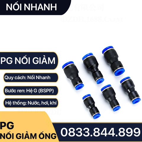 Nối Nhanh Giảm Ống, Nối Thu Ống Nối Nhanh Hai Đầu Cắm Ống PG