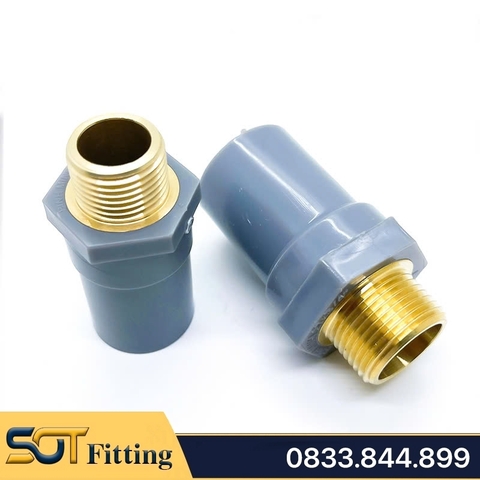 Nối Nhựa PVC Ren Ngoài Đồng Thau 21 27 - Thương Hiệu Nhựa Bình Minh