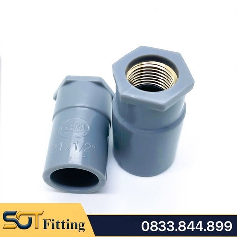 Nối Nhựa PVC Ren Trong Đồng Thau 21 27 - Thương Hiệu Nhựa Bình Minh