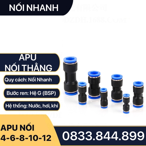 Nối Nhanh Cắm Ống, Nối Thẳng Hai Đầu Cắm Ống APU Khí Nén Phun Sương