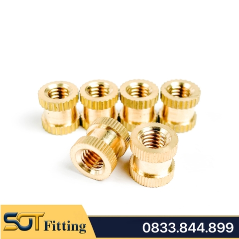 Ốc Cấy Ren Trong Chèn Nhựa Hoặc Gỗ - Bằng Đồng Thau / Knurl Insert Nut Brass