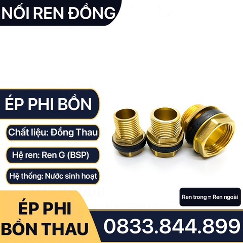 Nối Bồn / Ốc Téc Phi / Khớp Nối Vách Ngăn - Đồng Thau Chống Ăn Mòn