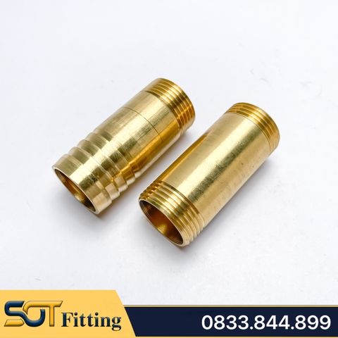 Ống Tiện 2 Đầu Ren Ngoài & 1 Đầu Đuôi Chuột Dài 60 mm - Đồng Thau