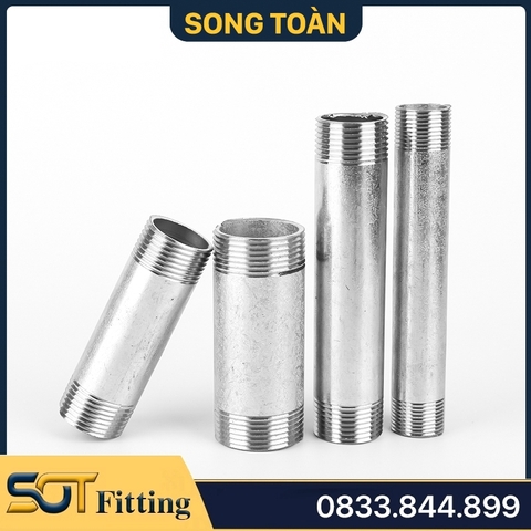 Ống Ren Mạ Kẽm - Ống Tiện Ren Ngoài Dài 10cm 20cm Sắt Mạ Kẽm